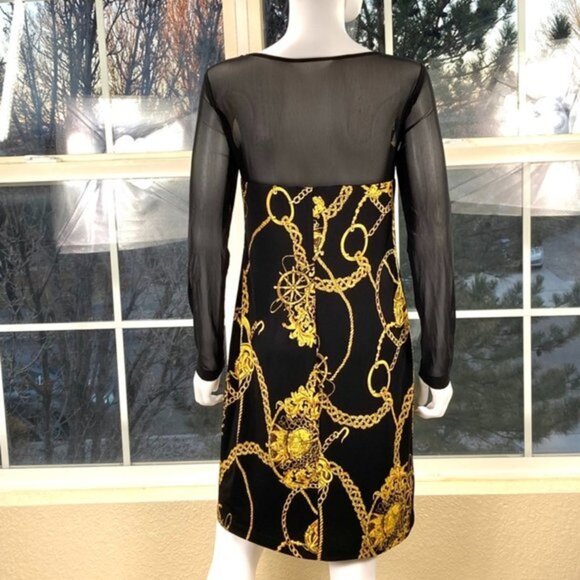 Isaac Mizrahi Black and Gold Shift Dress - Picture 5 of 10